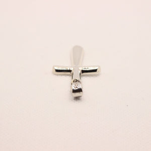 925 Sterling Silver Beveled Edge Semi-Cylinder Cross Pendant