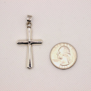 925 Sterling Silver Beveled Edge Semi-Cylinder Cross Pendant