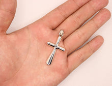 Load image into Gallery viewer, 925 Sterling Silver Beveled Edge Semi-Cylinder Cross Pendant
