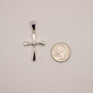 925 Sterling Silver Simple Beveled Edge Rhombus Shape Cross Pendant