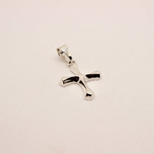 Load image into Gallery viewer, 925 Sterling Silver Skinny Beveled Edge Rhombus Shape Cross Pendant 28.3mm
