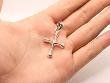 Load image into Gallery viewer, 925 Sterling Silver Skinny Beveled Edge Rhombus Shape Cross Pendant 28.3mm
