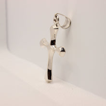 Load image into Gallery viewer, 925 Sterling Silver Skinny Beveled Edge Rhombus Shape Cross Pendant 38mm
