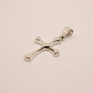 925 Sterling Silver Skinny Beveled Edge Rhombus Shape Cross Pendant 38mm