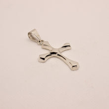 Load image into Gallery viewer, 925 Sterling Silver Skinny Beveled Edge Rhombus Shape Cross Pendant 38mm
