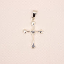 Load image into Gallery viewer, 925 Sterling Silver Skinny Beveled Edge Rhombus Shape Cross Pendant 38mm
