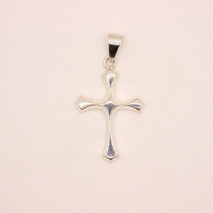 925 Sterling Silver Skinny Beveled Edge Rhombus Shape Cross Pendant 38mm