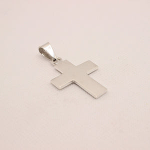 925 Sterling Silver Simple Flat Wide Cross Pendant 33mm