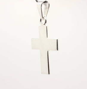 925 Sterling Silver Simple Flat Wide Cross Pendant 33mm