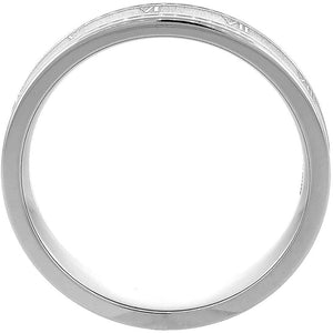 Titanium Roman Numeral Wedding Ring Band with Grooved Flat Edges