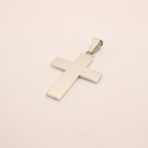 925 Sterling Silver Simple Flat Cross Pendant 46.8mm