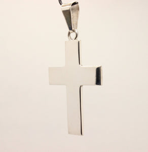 925 Sterling Silver Simple Flat Cross Pendant 46.8mm