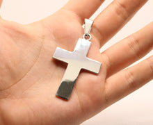 Load image into Gallery viewer, 925 Sterling Silver Simple Flat Cross Pendant 46.8mm
