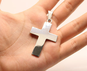 925 Sterling Silver Simple Flat Cross Pendant 46.8mm