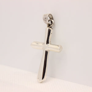 925 Sterling Silver Beveled Edge Semi-Cylinder Cross Pendant