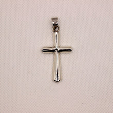 Load image into Gallery viewer, 925 Sterling Silver Beveled Edge Semi-Cylinder Cross Pendant
