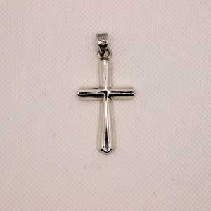 925 Sterling Silver Beveled Edge Semi-Cylinder Cross Pendant