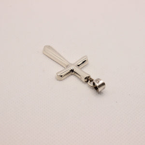 925 Sterling Silver Beveled Edge Semi-Cylinder Cross Pendant