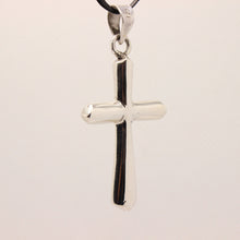 Load image into Gallery viewer, 925 Sterling Silver Beveled Edge Semi-Cylinder Cross Pendant
