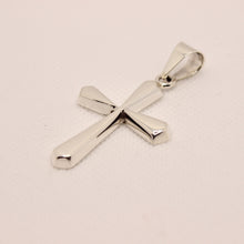 Load image into Gallery viewer, 925 Sterling Silver Simple Beveled Edge Rhombus Shape Cross Pendant
