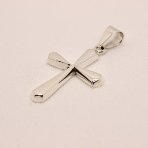 925 Sterling Silver Simple Beveled Edge Rhombus Shape Cross Pendant