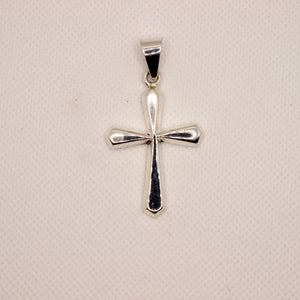 925 Sterling Silver Simple Beveled Edge Rhombus Shape Cross Pendant