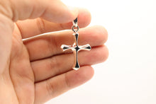 Load image into Gallery viewer, 925 Sterling Silver Skinny Beveled Edge Rhombus Shape Cross Pendant 28.3mm
