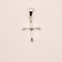 Load image into Gallery viewer, 925 Sterling Silver Skinny Beveled Edge Rhombus Shape Cross Pendant 28.3mm
