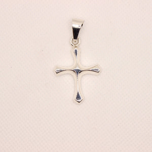 925 Sterling Silver Skinny Beveled Edge Rhombus Shape Cross Pendant 28.3mm