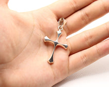 Load image into Gallery viewer, 925 Sterling Silver Skinny Beveled Edge Rhombus Shape Cross Pendant 38mm
