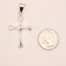 Load image into Gallery viewer, 925 Sterling Silver Skinny Beveled Edge Rhombus Shape Cross Pendant 38mm
