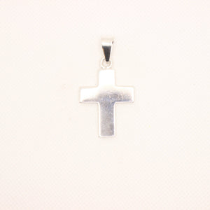 925 Sterling Silver Simple Flat Wide Cross Pendant 33mm