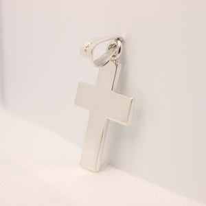 925 Sterling Silver Simple Flat Wide Cross Pendant 33mm