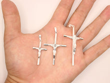 Load image into Gallery viewer, 925 Sterling Silver Skinny Cylindrical Stick Crucifix Cross Pendant 3 Sizes
