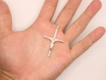 Load image into Gallery viewer, 925 Sterling Silver Skinny Cylindrical Stick Crucifix Cross Pendant 3 Sizes
