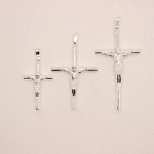 Load image into Gallery viewer, 925 Sterling Silver Skinny Cylindrical Stick Crucifix Cross Pendant 3 Sizes
