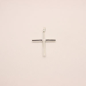 925 Sterling Silver Simple Skinny Cylindrical Stick Cross Pendant