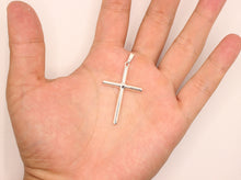 Load image into Gallery viewer, 925 Sterling Silver Simple Skinny Cylindrical Stick Cross Pendant
