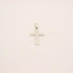 925 Sterling Silver Simple Flat Triangular Edge Cross Pendant with Circle