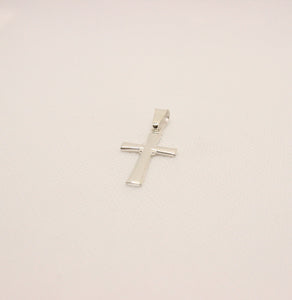 925 Sterling Silver Simple Flat Triangular Edge Cross Pendant with Circle