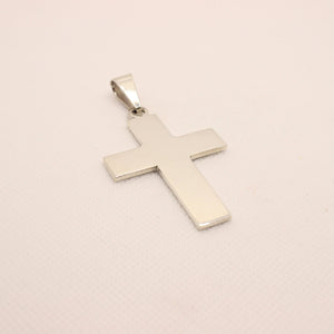 925 Sterling Silver Simple Flat Cross Pendant 46.8mm