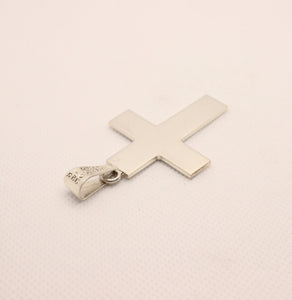 925 Sterling Silver Simple Flat Cross Pendant 46.8mm