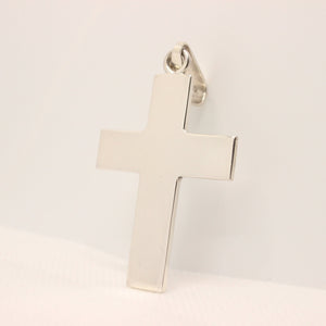 925 Sterling Silver Simple Flat Cross Pendant 46.8mm