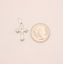 Load image into Gallery viewer, 925 Sterling Silver Dainty Budded Crucifix Cross Pendant
