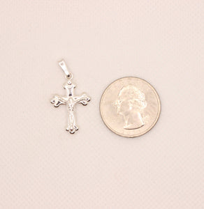 925 Sterling Silver Dainty Budded Crucifix Cross Pendant