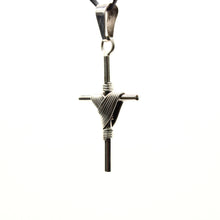 Load image into Gallery viewer, 925 Sterling Silver Wire Wrapped Cylindrical Cross Pendant 41mm
