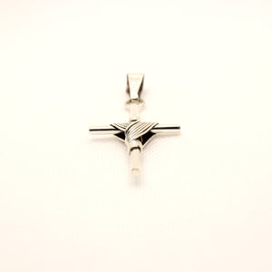 925 Sterling Silver Wire Wrapped Cylindrical Cross Pendant 41mm