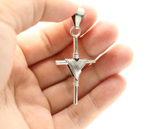 Load image into Gallery viewer, 925 Sterling Silver Wire Wrapped Cylindrical Cross Pendant 41mm
