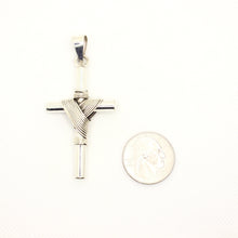 Load image into Gallery viewer, 925 Sterling Silver Wire Wrapped Thick Cylindrical Cross Pendant 51mm
