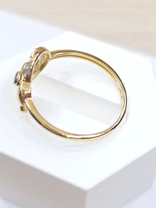 14K Solid Yellow Gold Elephant in Circle Ring with CZ